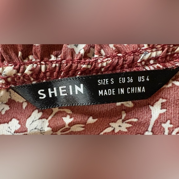 SHEIN Floral Midi Dress - Burgundy - Picture 7 of 8